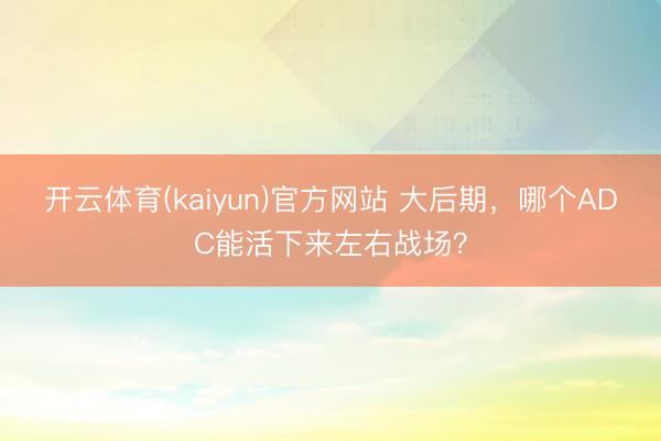 开云体育(kaiyun)官方网站 大后期，哪个ADC能活下来左右战场？