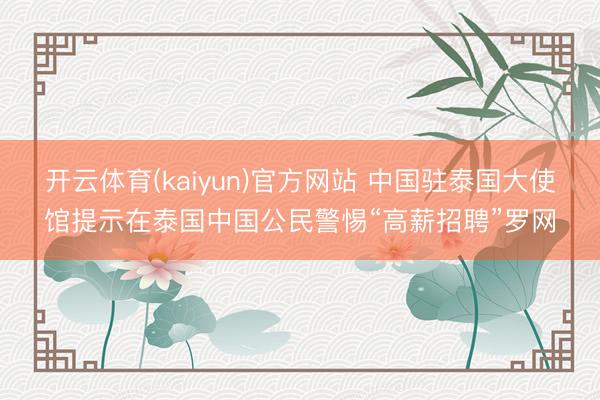 开云体育(kaiyun)官方网站 中国驻泰国大使馆提示在泰国中国公民警惕“高薪招聘”罗网