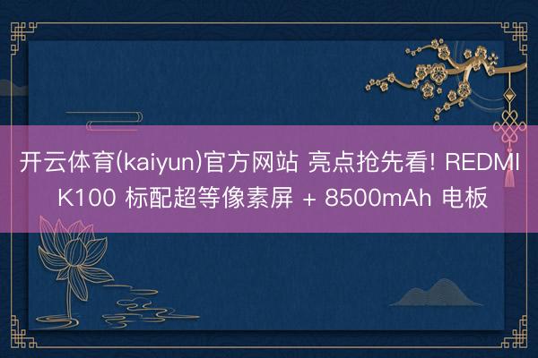 开云体育(kaiyun)官方网站 亮点抢先看! REDMI K100 标配超等像素屏 + 8500mAh 电板
