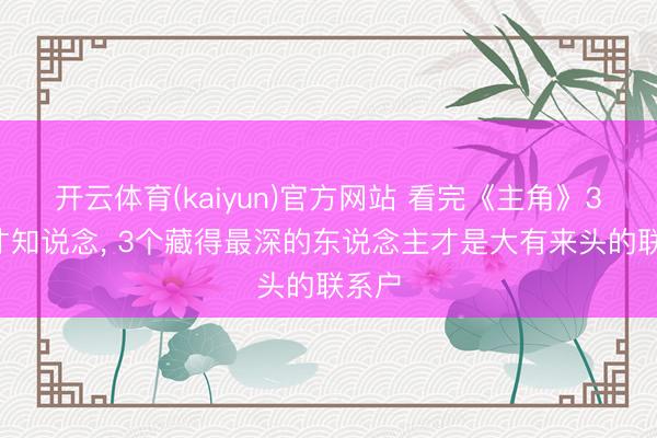 开云体育(kaiyun)官方网站 看完《主角》32集才知说念， 3个藏得最深的东说念主才是大有来头的联系户